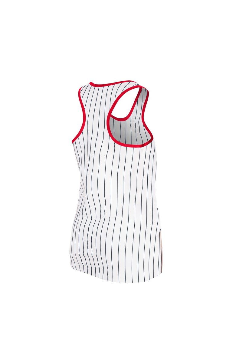 New Era Women's New Era White Cleveland Guardians Sequin Pinstripe Racerback Tank Top, Alternate, color, White