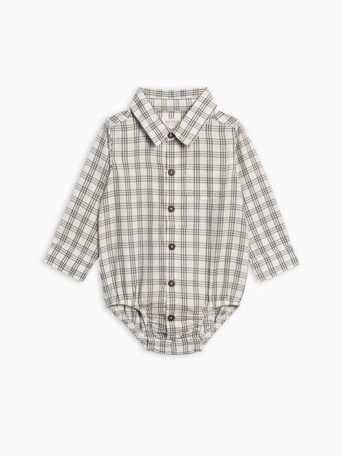 Kendi Theo Poplin Collar Bodysuit In Gray