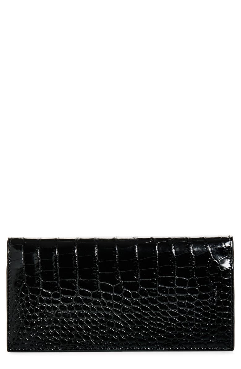 TOM FORD Shiny Croc Embossed Leather Vertical Wallet, Main, color, Black