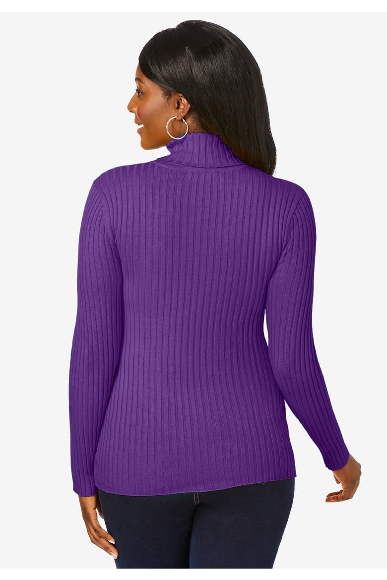Ribbed Cotton Turtleneck Sweater, Alternate, color, IVORY
