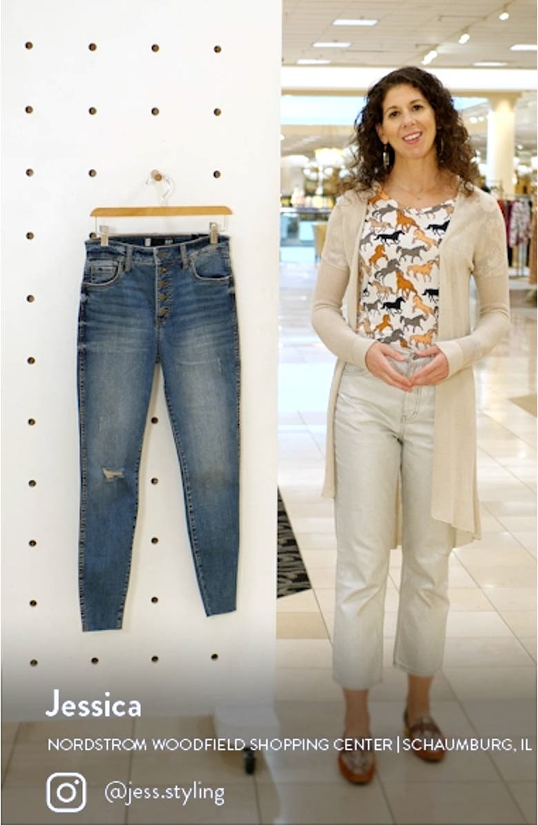 Donna Fab Ab Exposed Button Ripped Ankle Skinny Jeans, sales video thumbnail