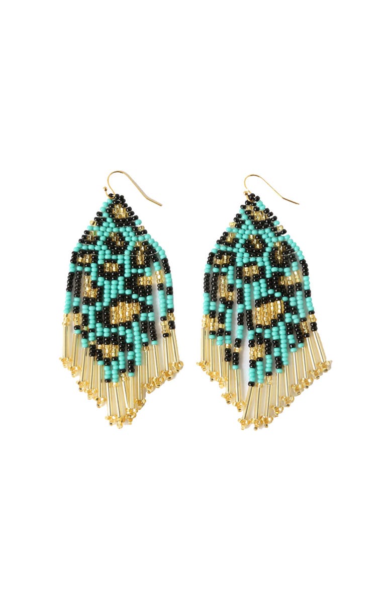 Fosterie Turquoise Leopard Earrings, Main, color, 