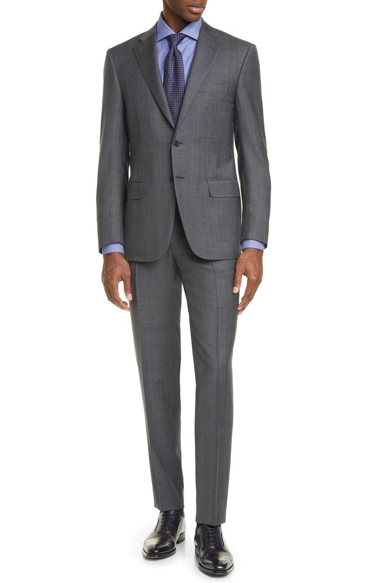 Canali Siena Soft Classic Fit Glen Plaid Wool Suit, Main, color, 