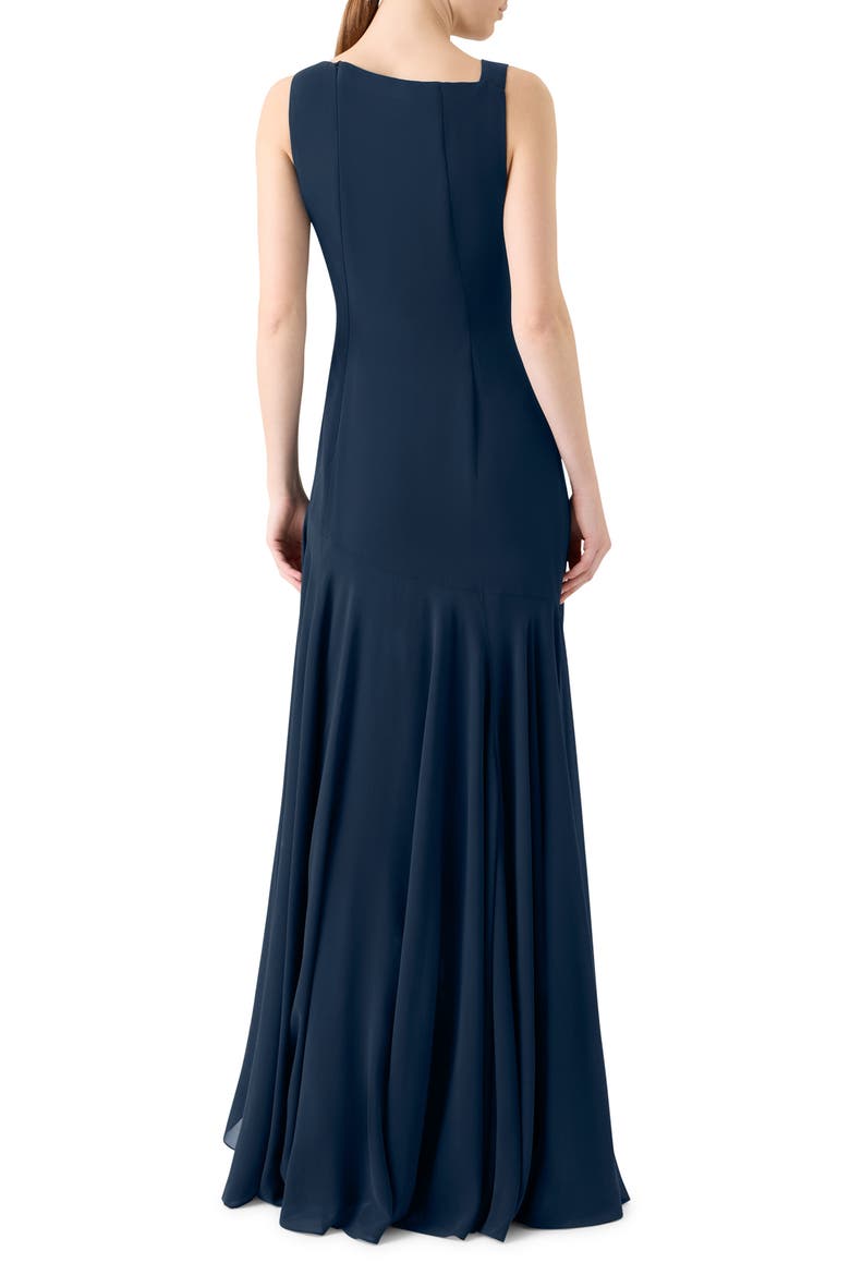 Stud Embellished Silk Gown, Alternate, color, NAVY
