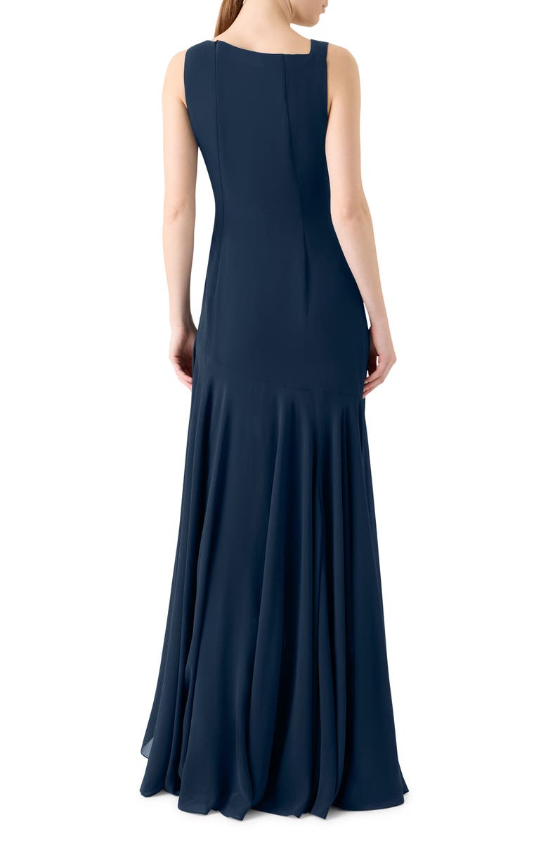 Akris Stud Embellished Silk Gown, Alternate, color, Navy