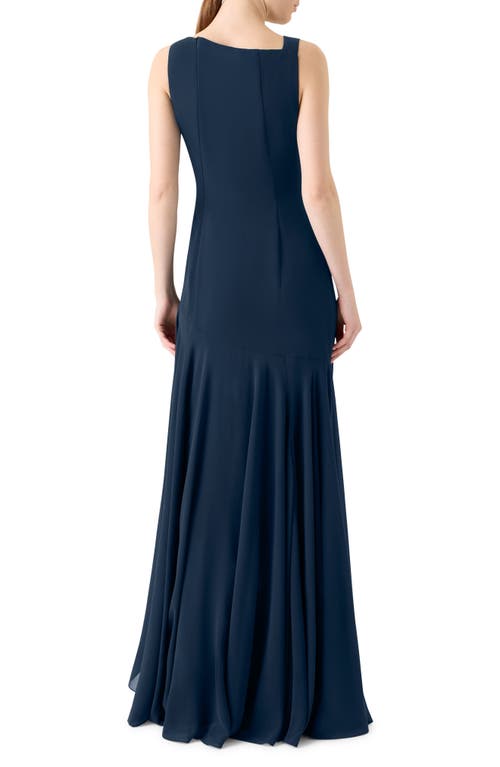 Akris Stud Embellished Silk Gown In Blue