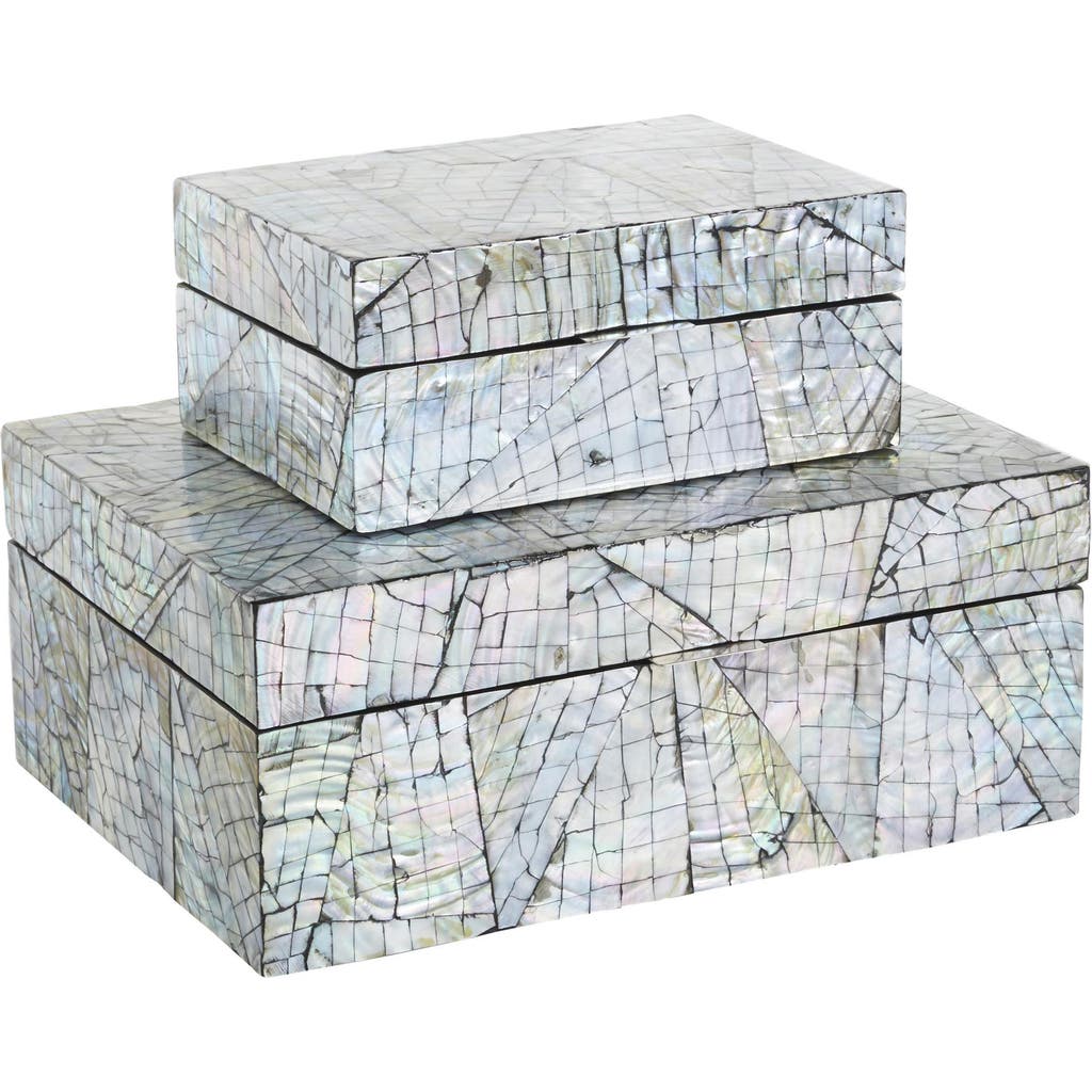 Uma Contemporary Set Of 2 Decorative Mother Of Pearl Boxes In Multi Colored