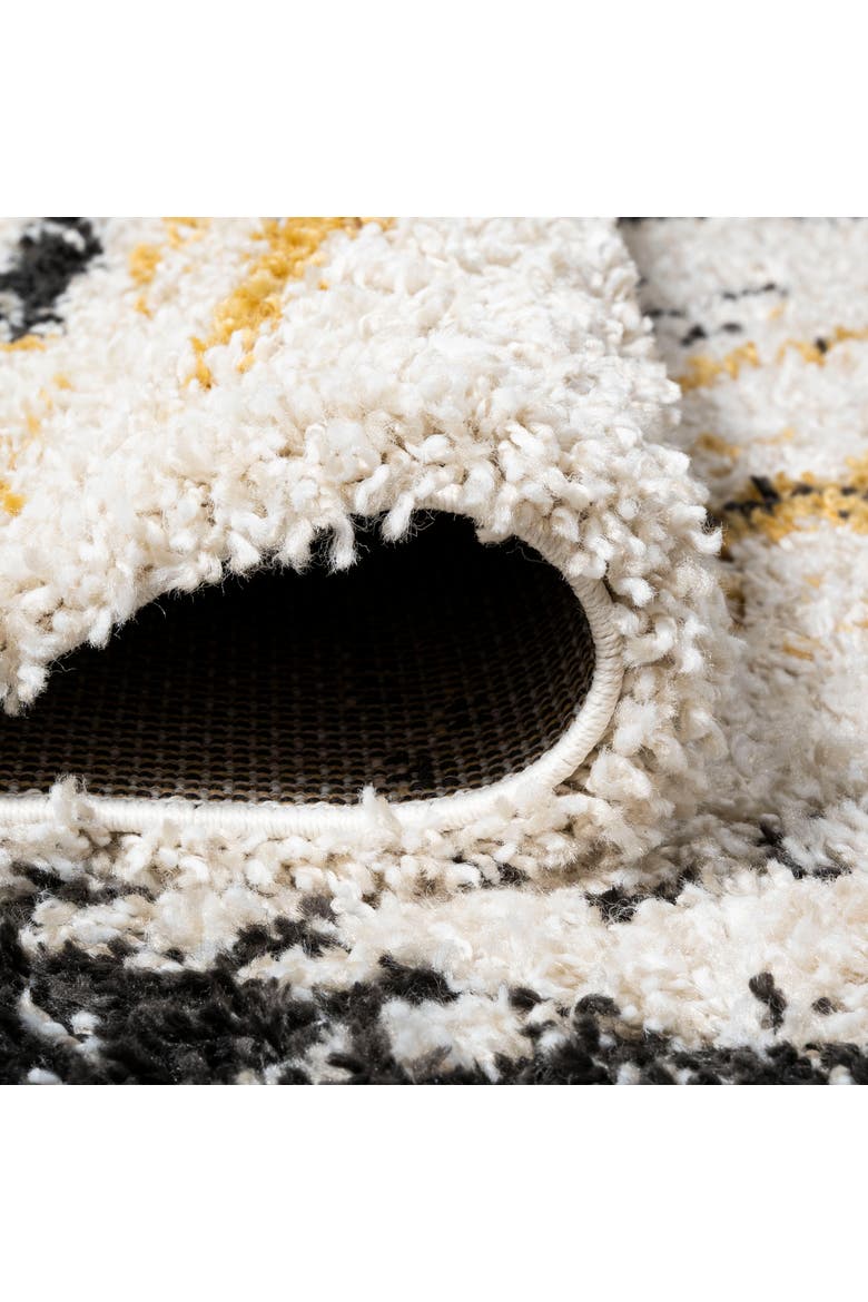 Nova Modern Bold Strie' Shag Area Rug, Alternate, color, Beige/Black/Yellow