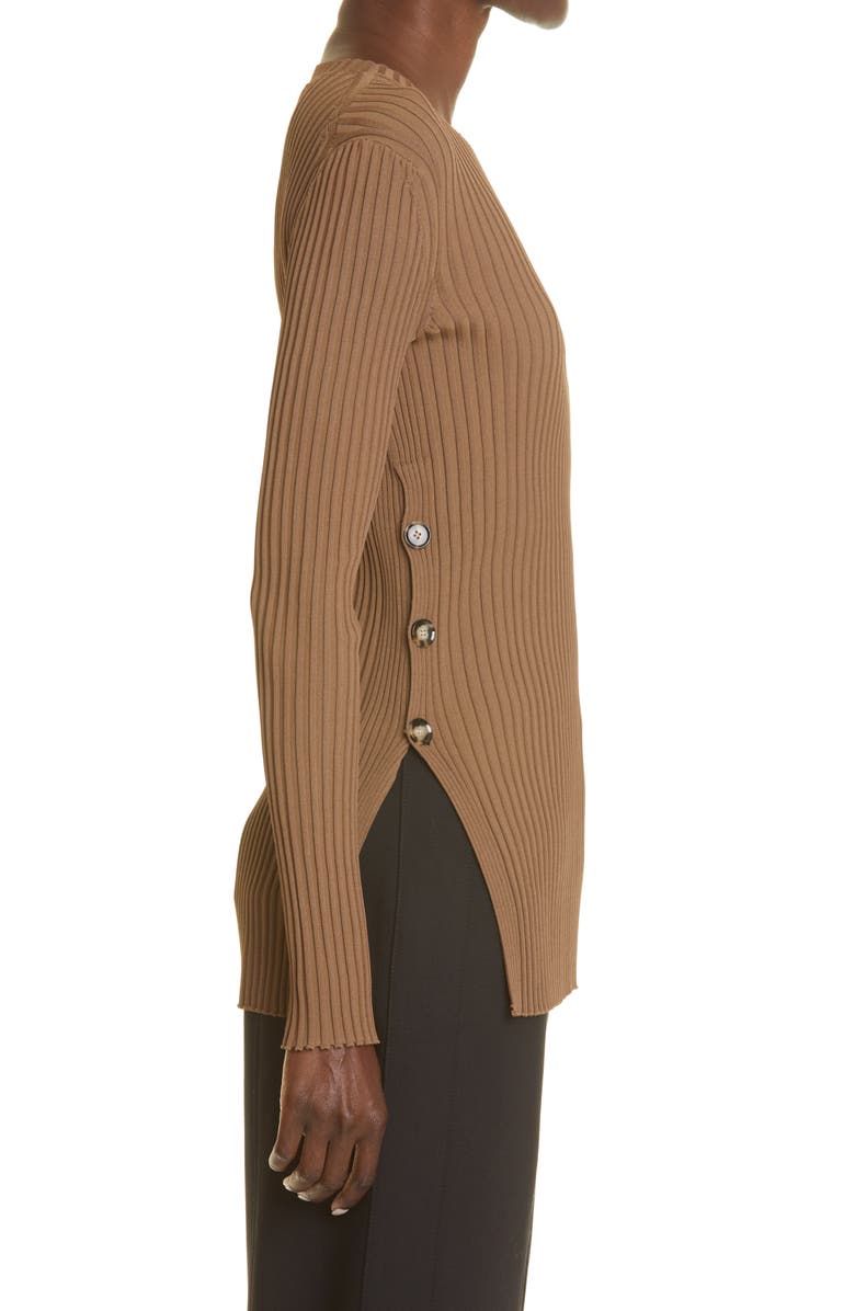 Proenza Schouler Side Button Rib Sweater, Alternate, color, 