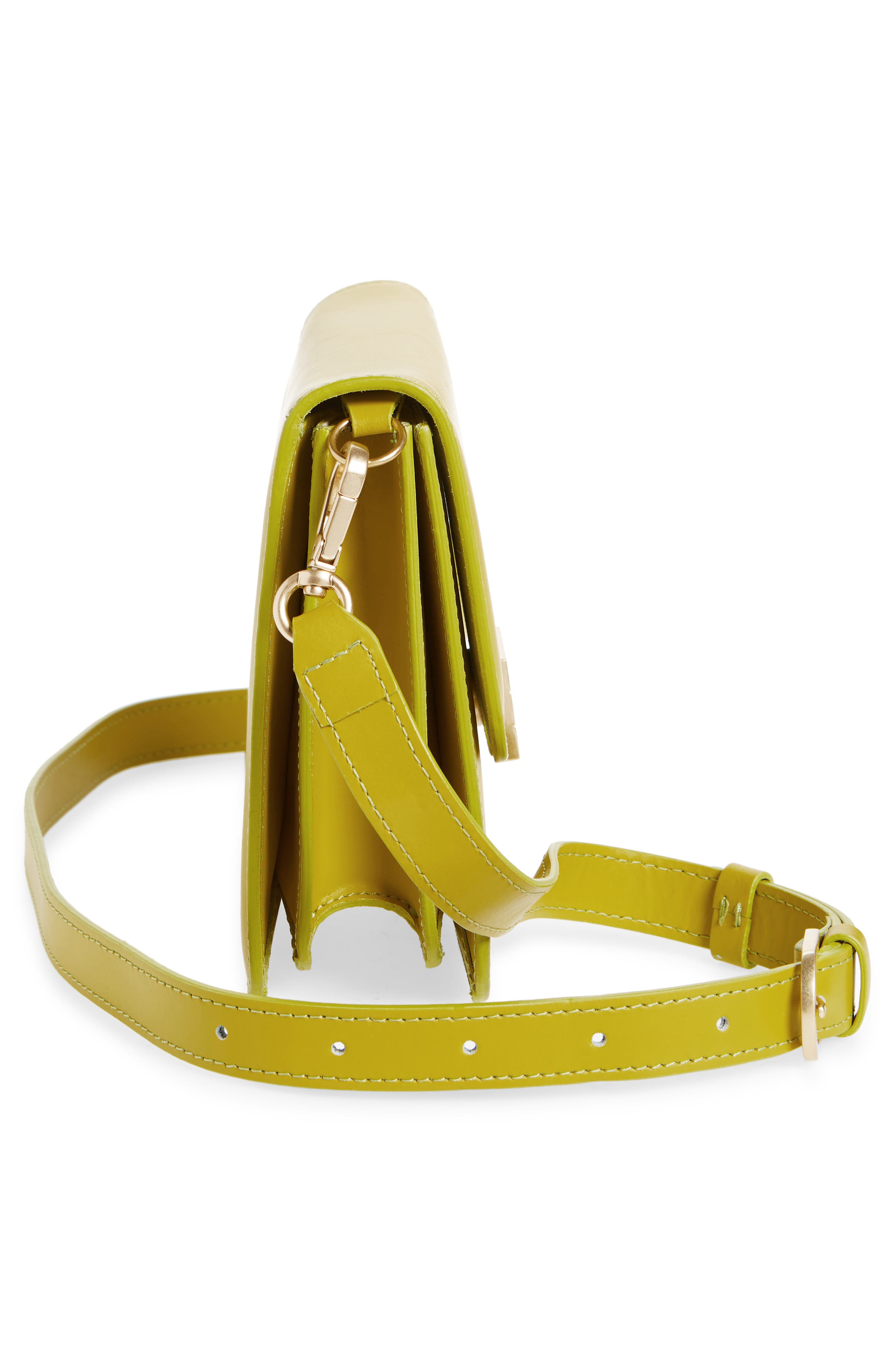 Le Signature Mini Leather Crossbody Bag, Alternate, color, CHARTREUSE