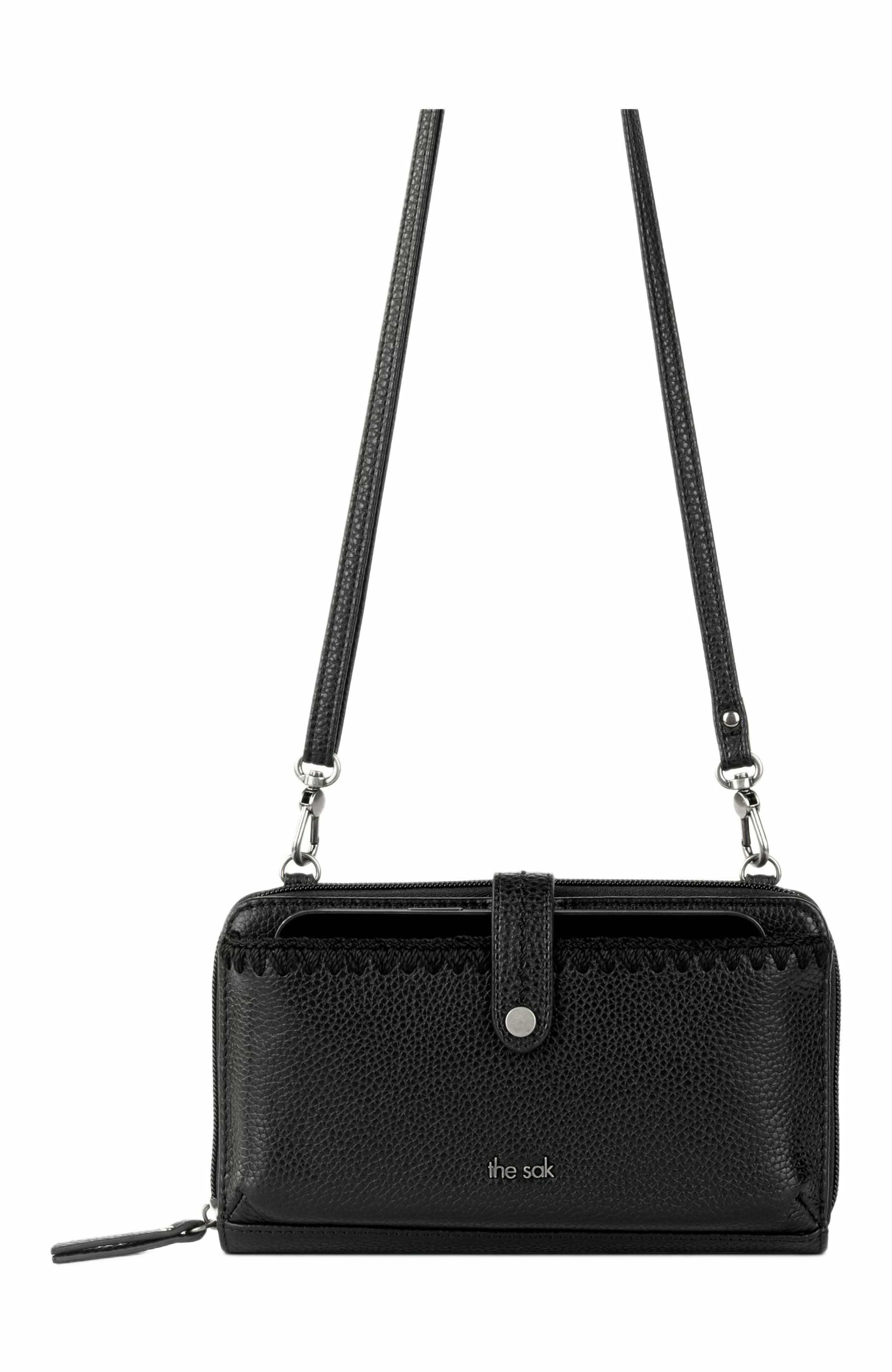 The Sak Iris Smartphone Crossbody Bag, Alternate, color, Black Leather
