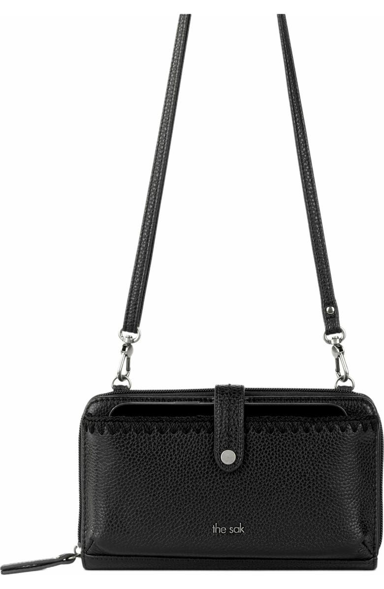 The Sak Iris Smartphone Crossbody Bag, Alternate, color, Black Leather