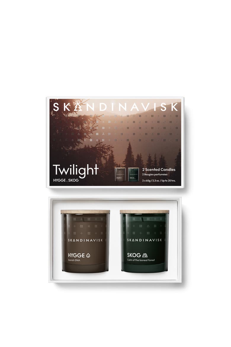 GIFTSET - Twilight Scented Candle, Main, color, Forest green/camel brown