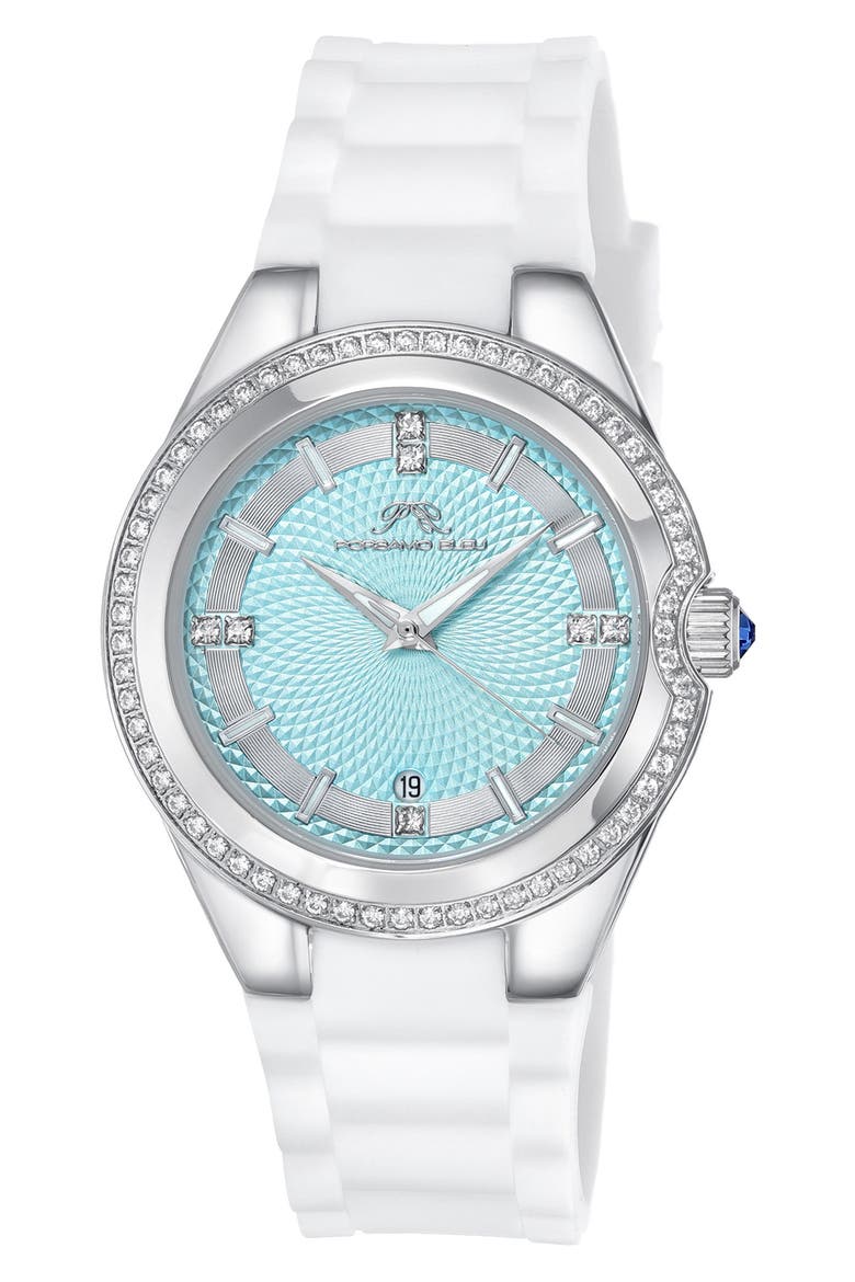 Women's Guilia Luxury Interchangeable Band Stainless Steel Watch, 37mm, Alternate, color, SILVER/ WHITE/ BABY BLUE