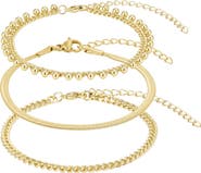Adornia 18k Gold Plated Set of 4 Chain Bracelets