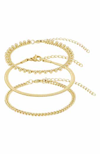 18k Gold Plated Set of 4 Chain Bracelets