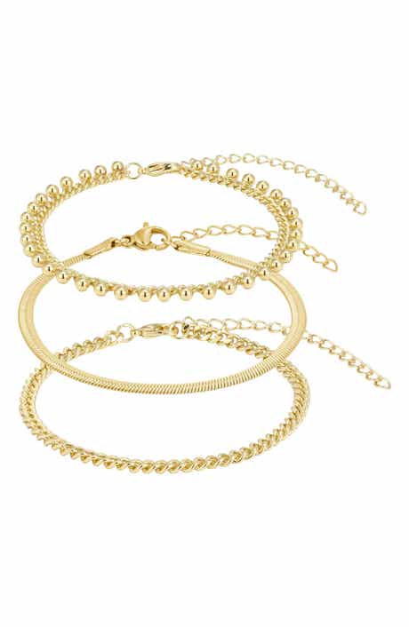 18k Gold Plated Set of 4 Chain Bracelets