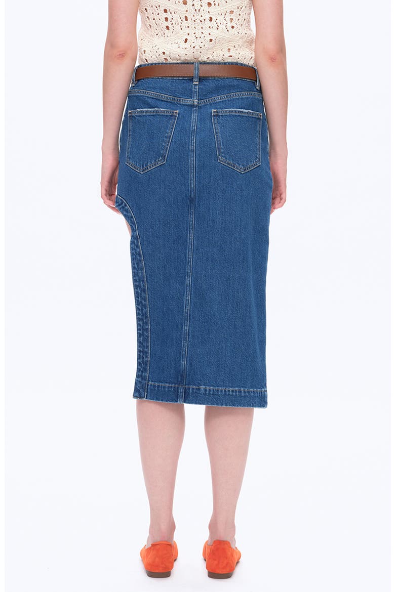 Slit Denim Midi Skirt, Alternate, color, MEDIUM BLUE