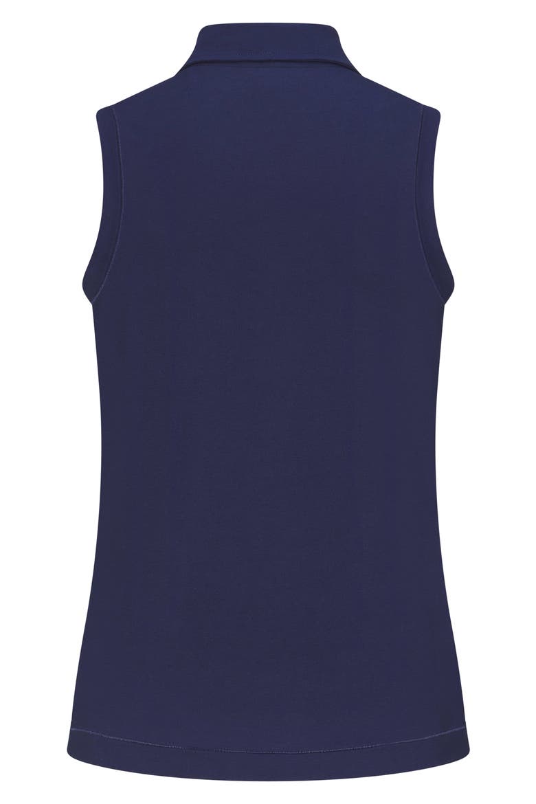 Val Sleeveless Polo with Imitation Pearl Buttons, Alternate, color, LEGACY NAVY