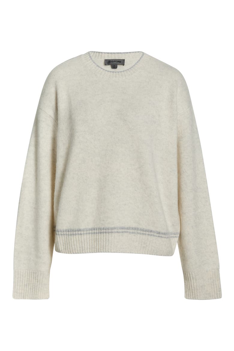 Brushed Cashmere Crewneck Sweater, Alternate, color, CHALK WHITE / GREY MELANGE
