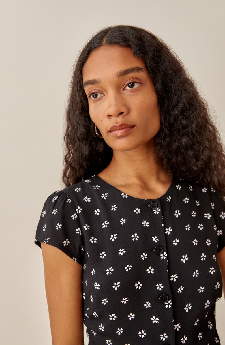 Reformation Fauna Front Button Midi Dress, Alternate, color, 