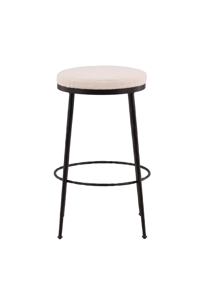 Willa Bouclé & Iron Bar Stool, Alternate, color, Ivory