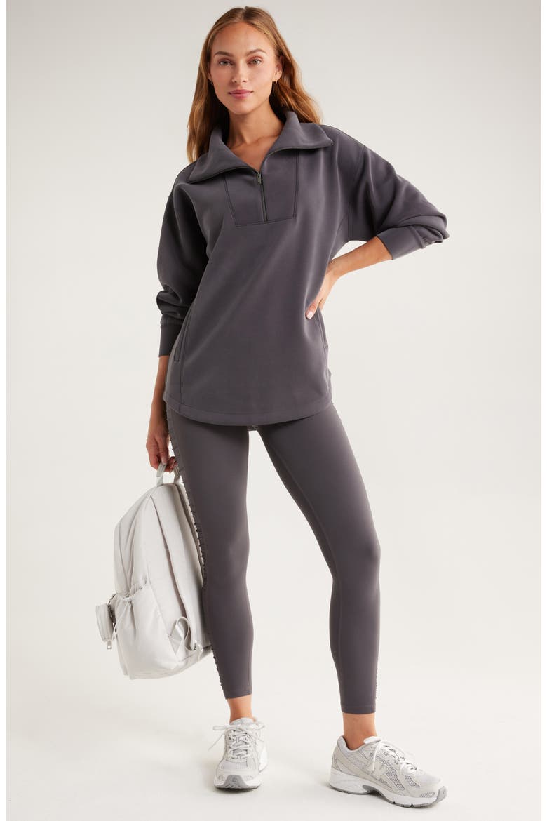Ultra Soft Half Zip Tunic, Alternate, color, GREY FORGED