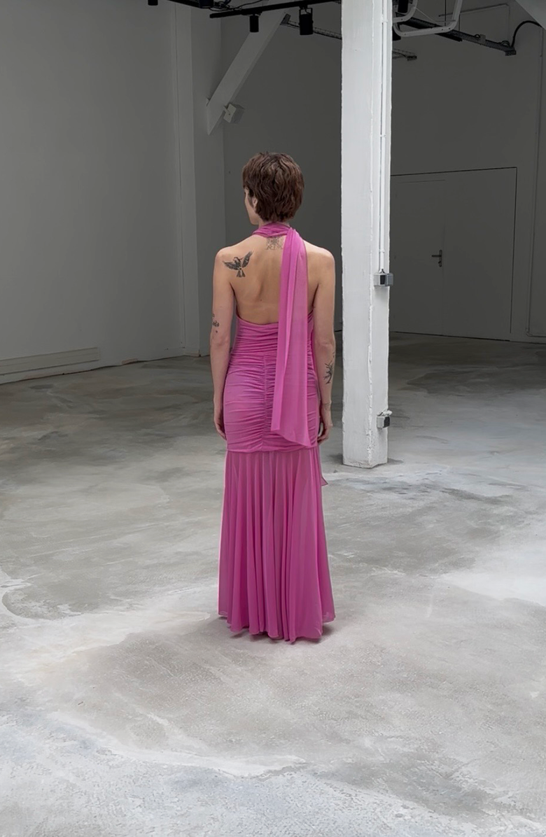 SAEMDI Dali Halterneck Dress, Alternate, color, Pink