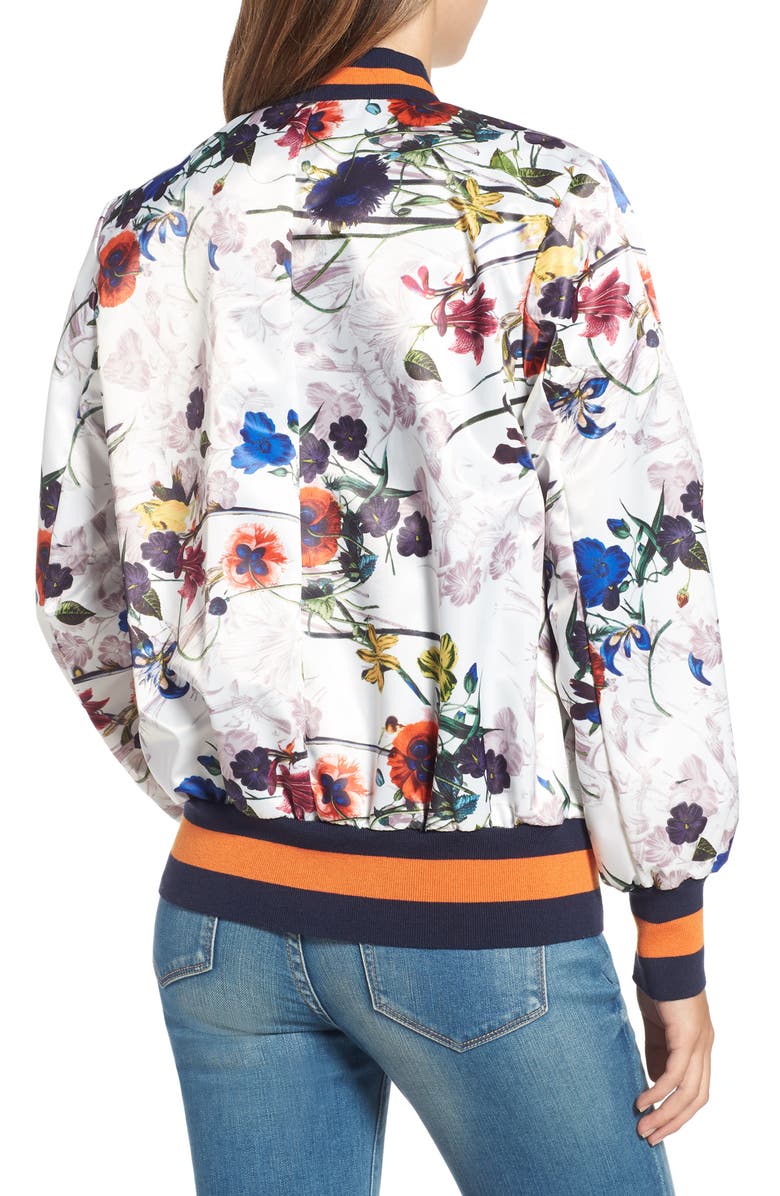 RACHEL Rachel Roy Flower Print Bomber Jacket, Alternate, color, 