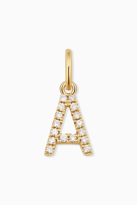 14K Gold My Letter Diamond Pendant Charm