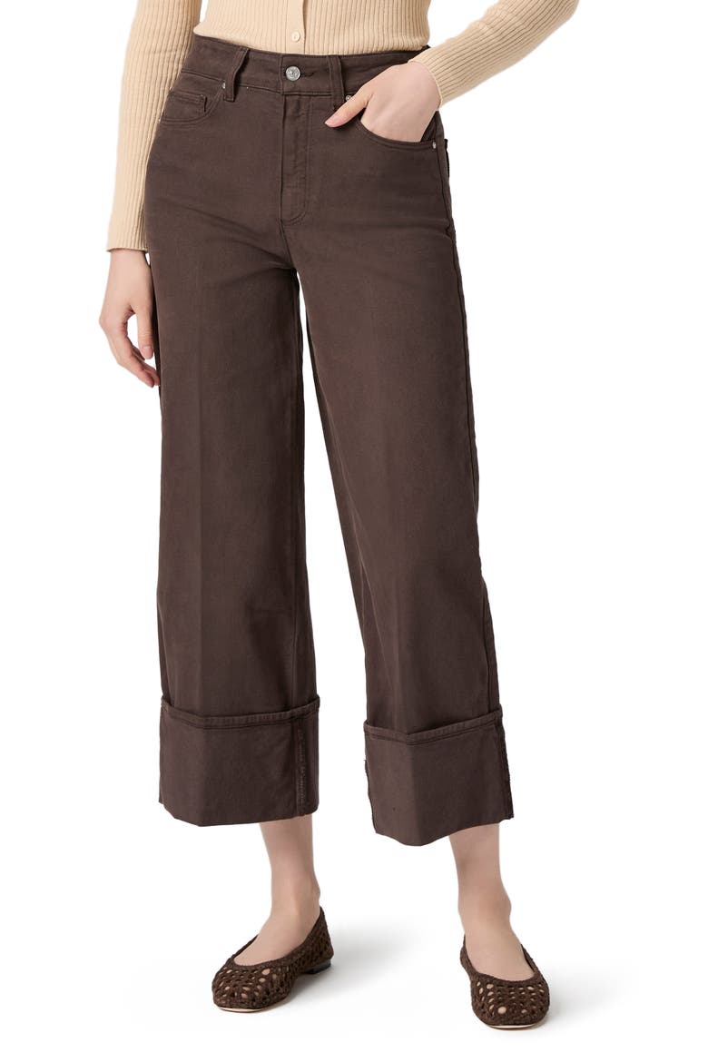 Sasha Cuff High Waist Ankle Wide Leg Jeans, Main, color, RICH CHOCOLATE