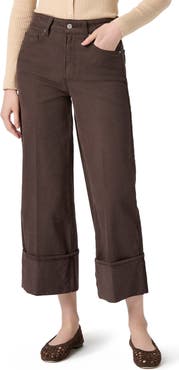 PAIGE Sasha Cuff High Waist Ankle Wide Leg Jeans