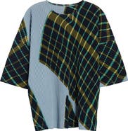 Homme Plissé Issey Miyake Windswept Plaid Pleated Top