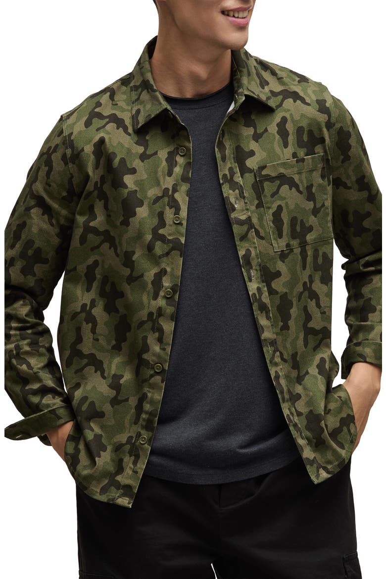 Camo Cotton Twill Button-Up Shirt Jacket, Alternate, color, MILITARY CAMO
