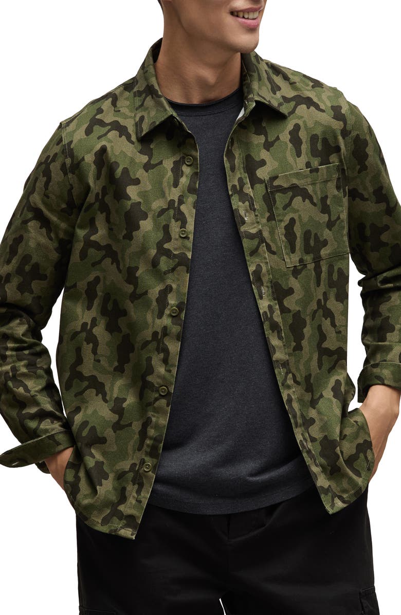 Barefoot Dreams<sup>®</sup> Camo Cotton Twill Button-Up Shirt Jacket, Alternate, color, 