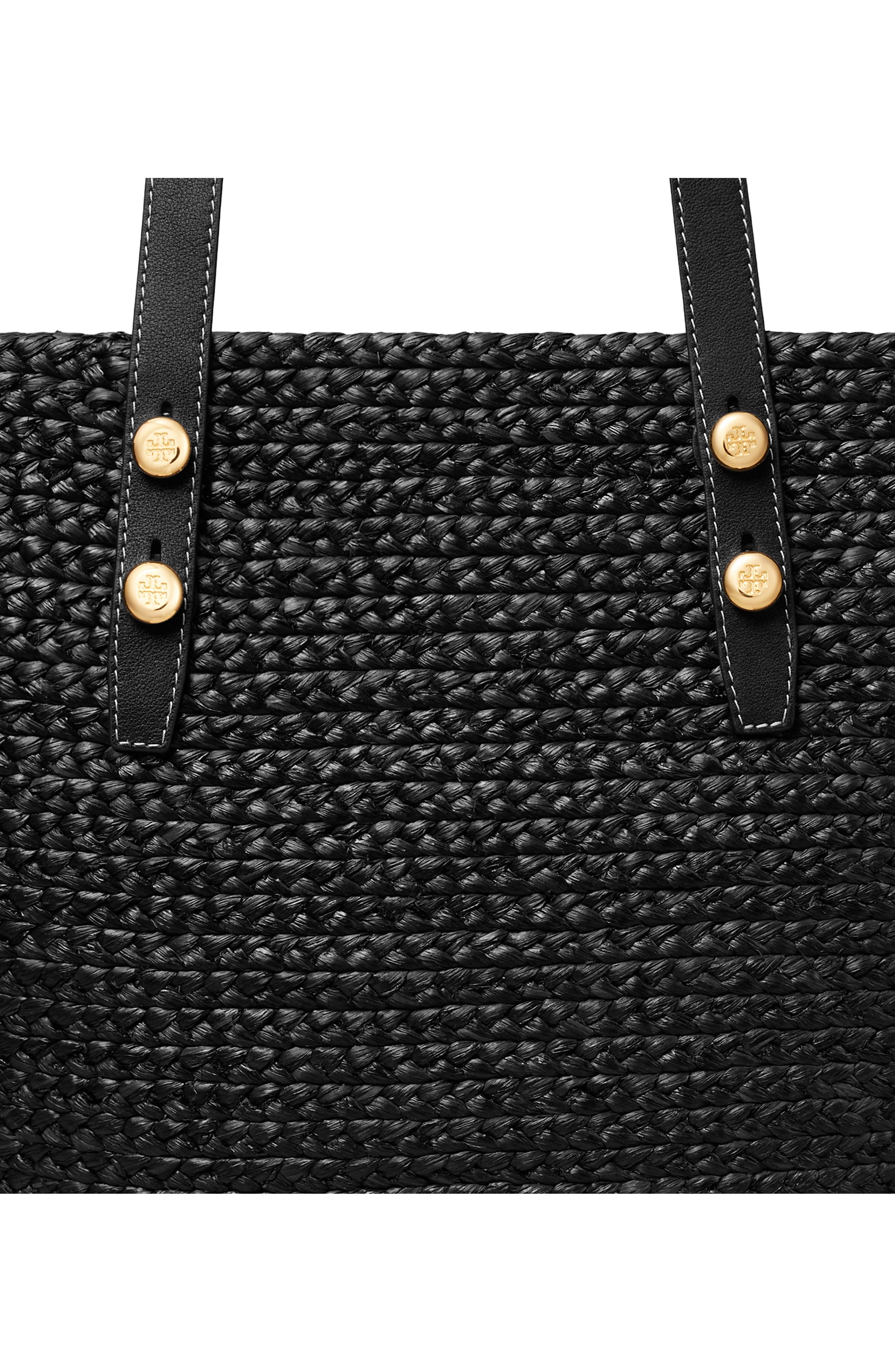 Large Romy Straw Basket Tote Bag, Alternate, color, BLACK