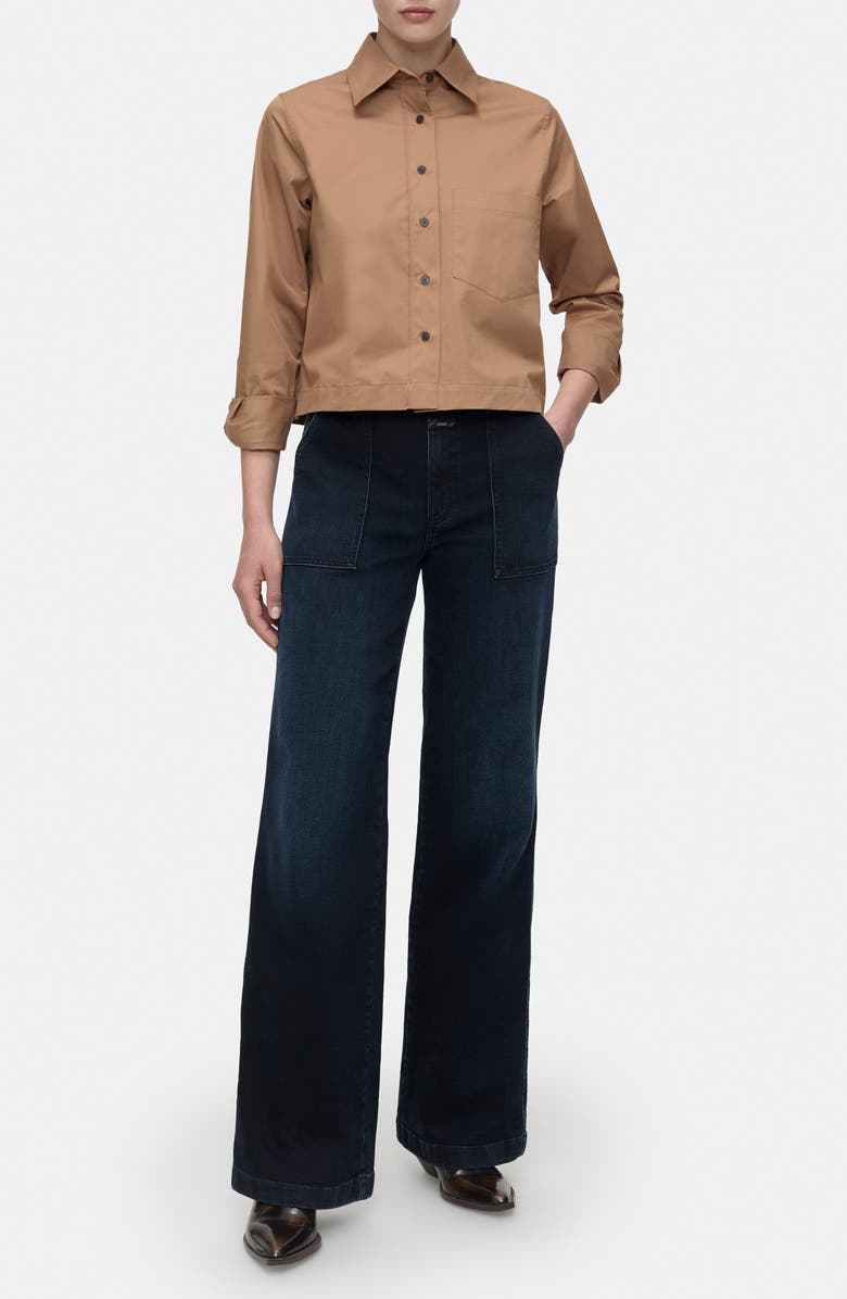 Closed Cotton Crop Button-Up Shirt, Alternate, color,