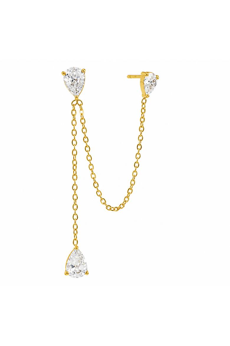 Pear Cut Cubic Zirconia Chain Link Drop Earrings, Main, color, Yellow Gold