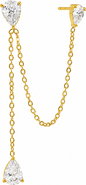 Gemini Jewelry Pear Cut Cubic Zirconia Chain Link Drop Earrings