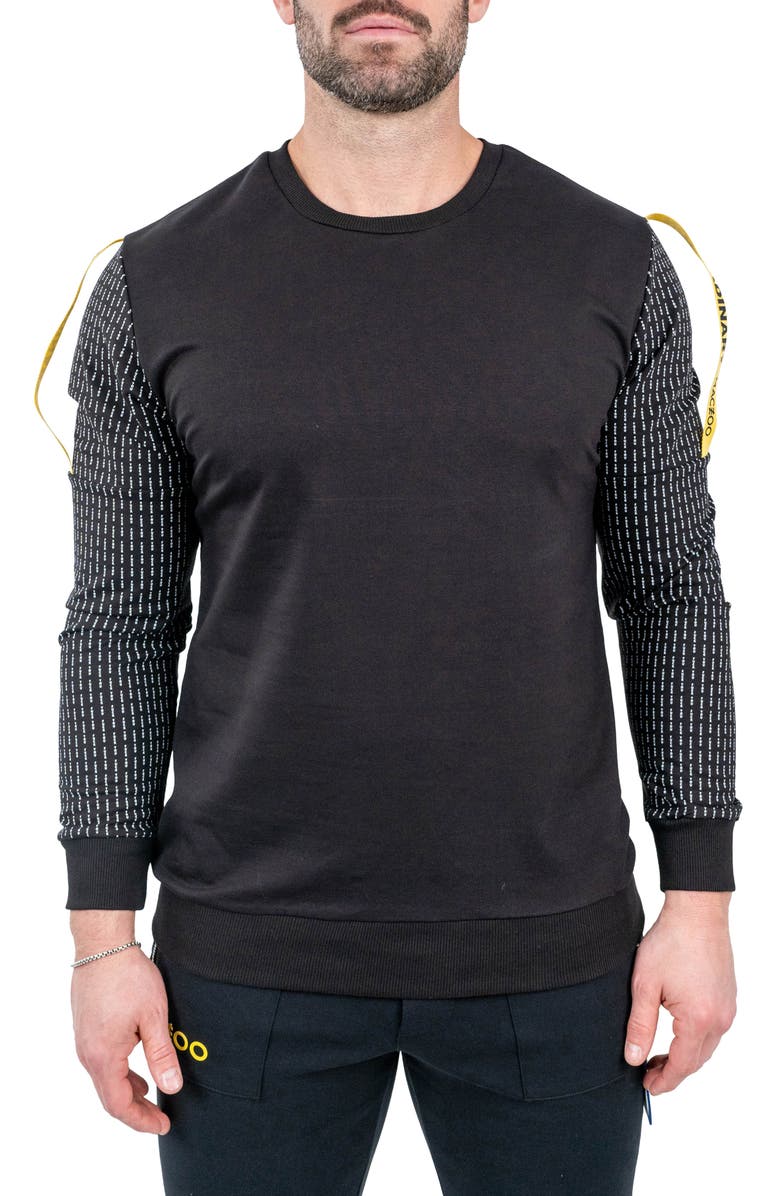Maceoo Off Crewneck Long Sleeve T-Shirt, Main, color, Black