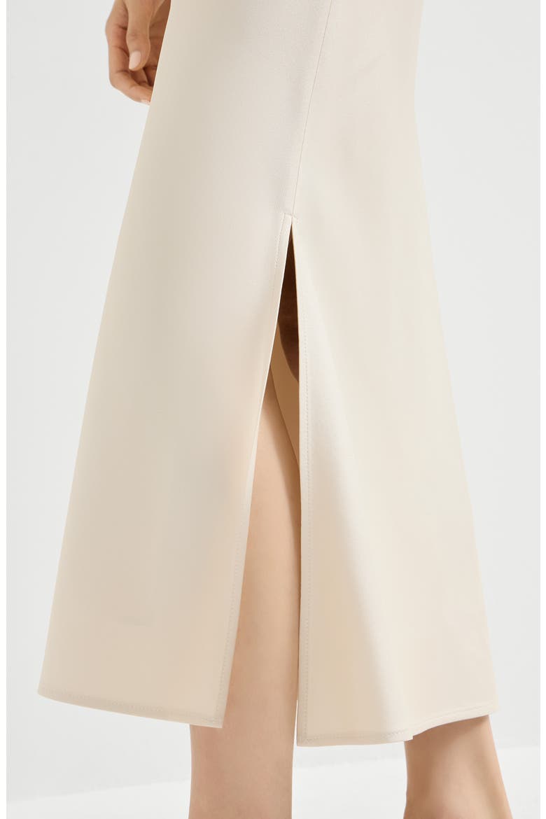Satin cady fluid pencil skirt, Alternate, color, Beige Silk