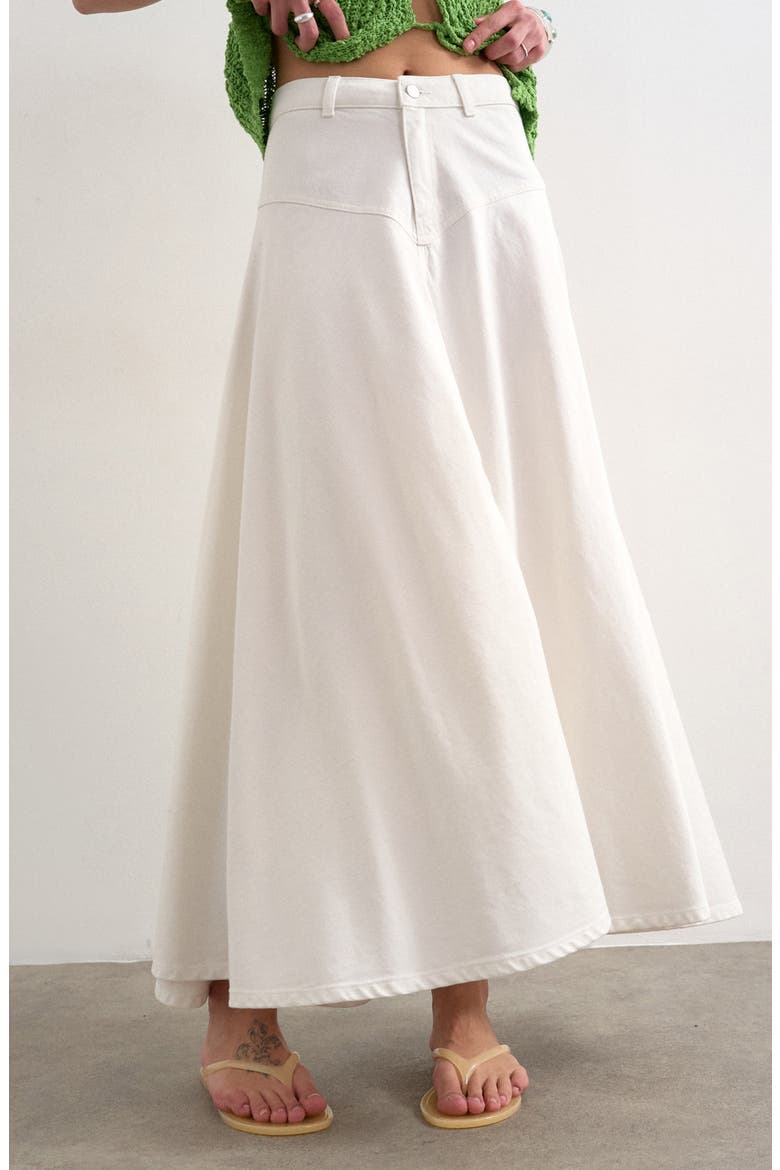 Denim Maxi Skirt, Main, color, WHITE