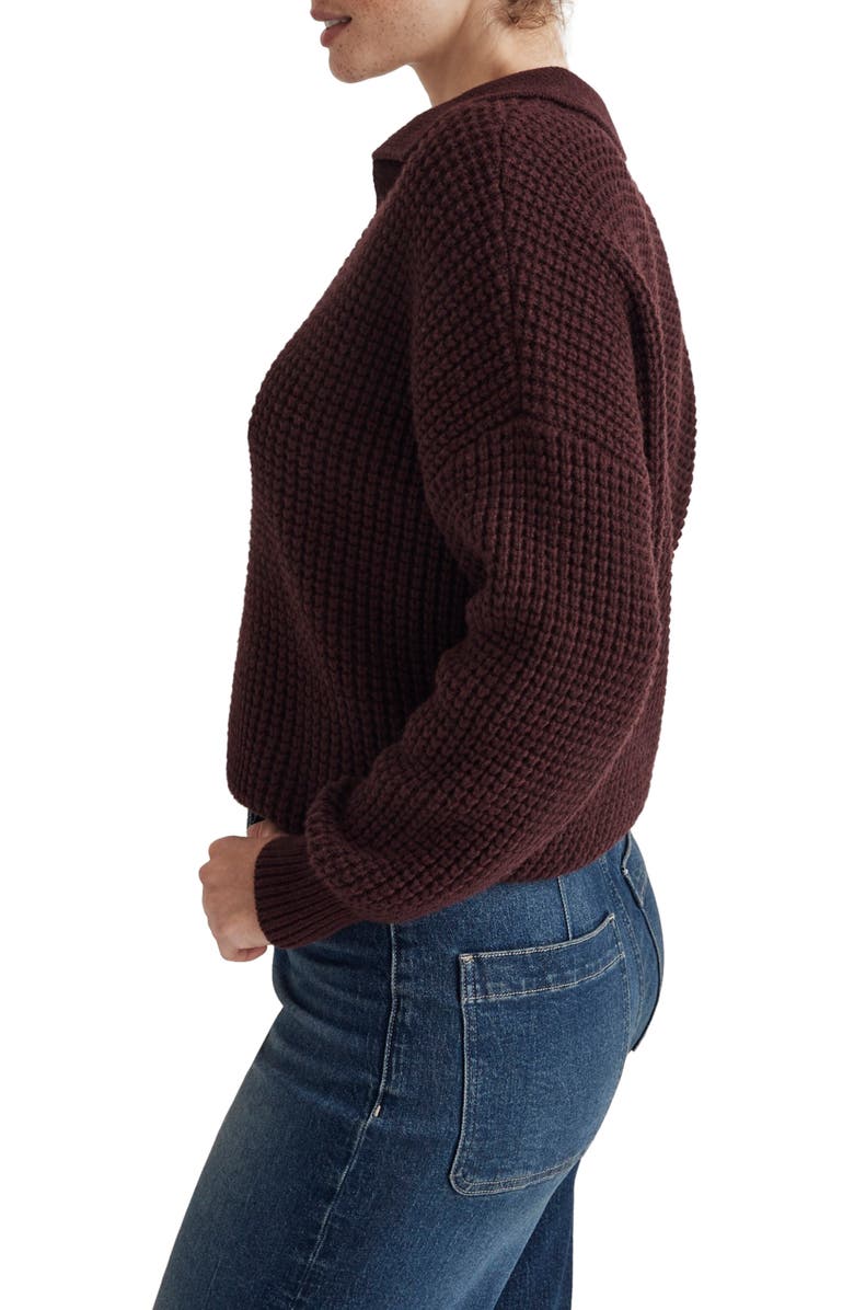 Madewell Waffle Knit Henley Sweater, Alternate, color, Heather Currant