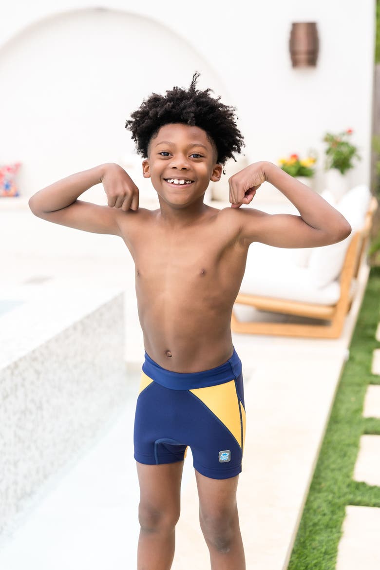Jammer Swim Diaper Shorts, Alternate, color, Navy/Yellow