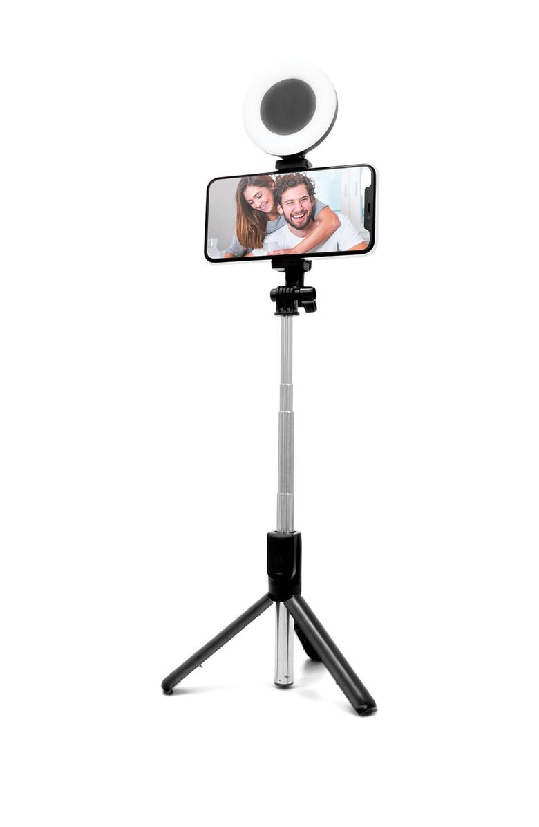 RETRAK Tripod Selfie Stick with LED Ring Light, Main, color,