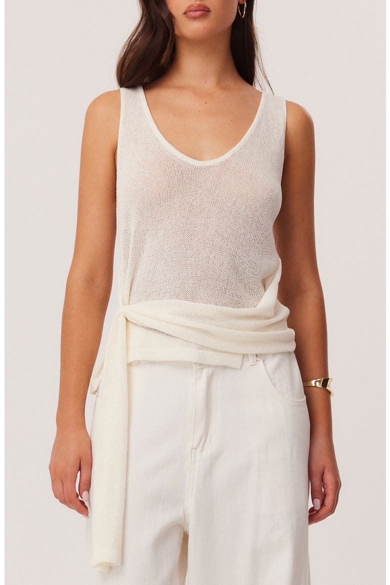 Mindy Semi Sheer Side Wrap Tank, Alternate, color, OFF WHITE
