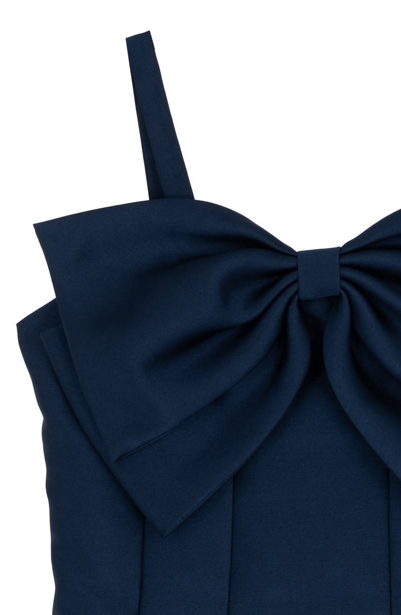 Rare Editions Kids' Bow Paneled Mikado Dress, Alternate, color, Navy