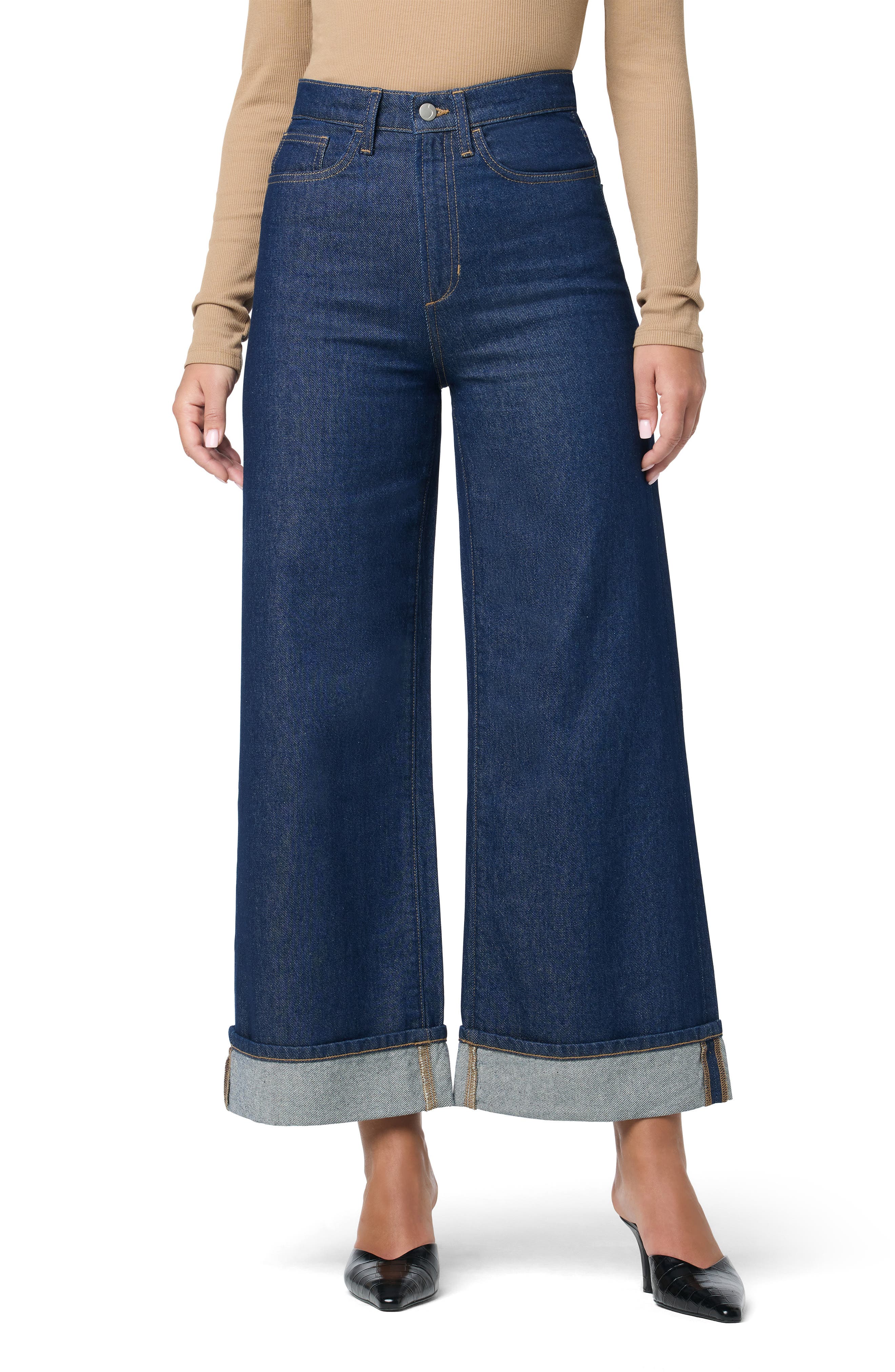 Joe's Cuffed High Waist Ankle Wide Leg Jeans