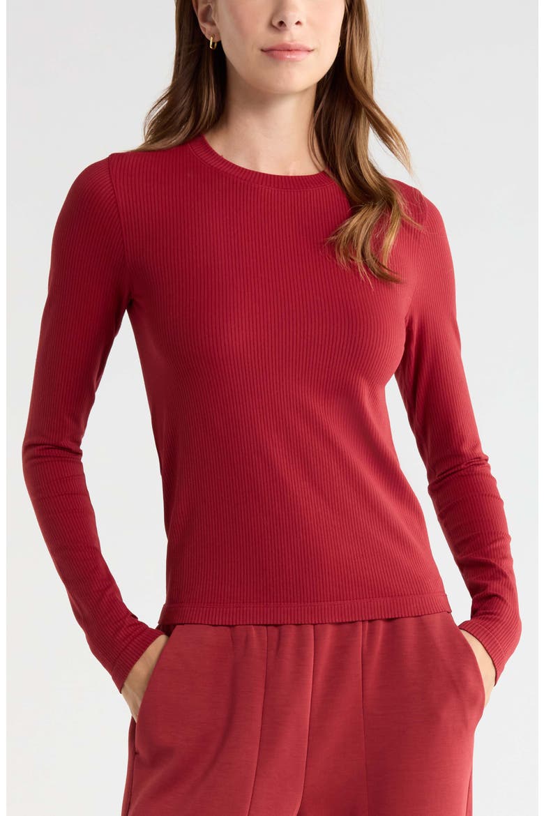 Fitted Seamless Long Sleeve T-Shirt, Main, color, RED AUTUMN
