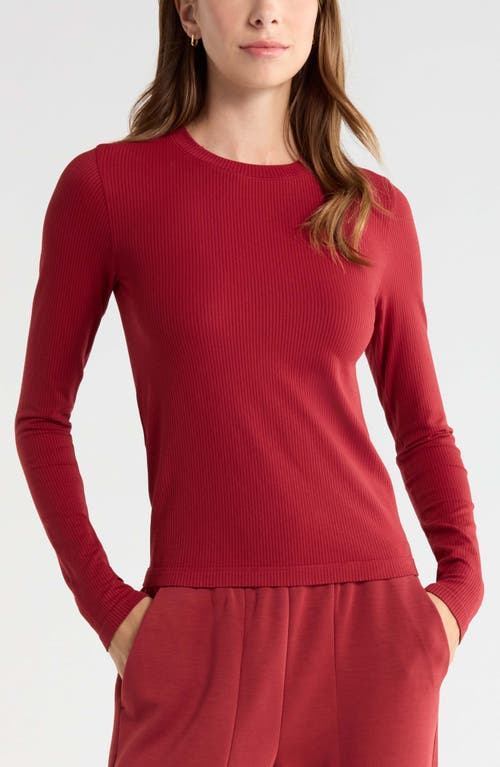 Zella Fitted Seamless Long Sleeve T-shirt In Red Autumn